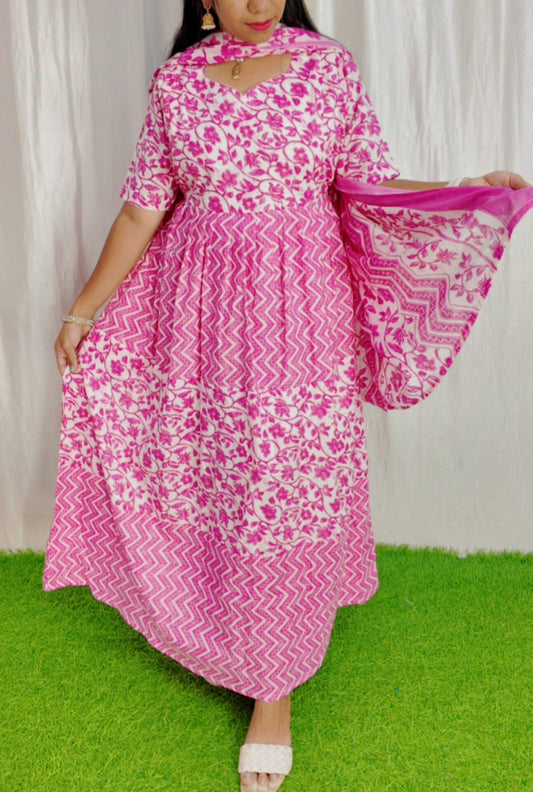 Premium Cotton Fabric Maxi and Duppata with Cotton lining FC0106