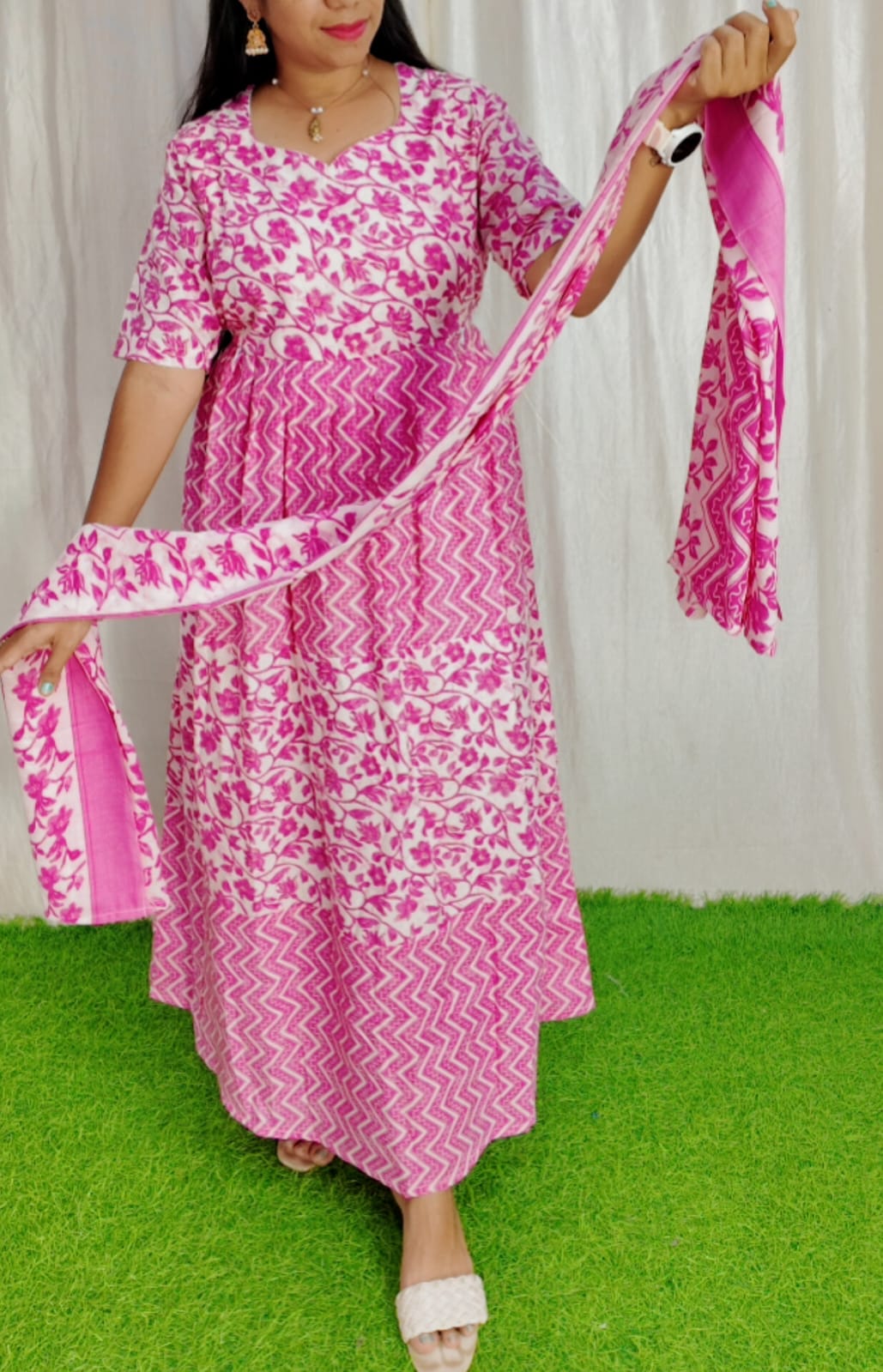Premium Cotton Fabric Maxi and Duppata with Cotton lining FC0106