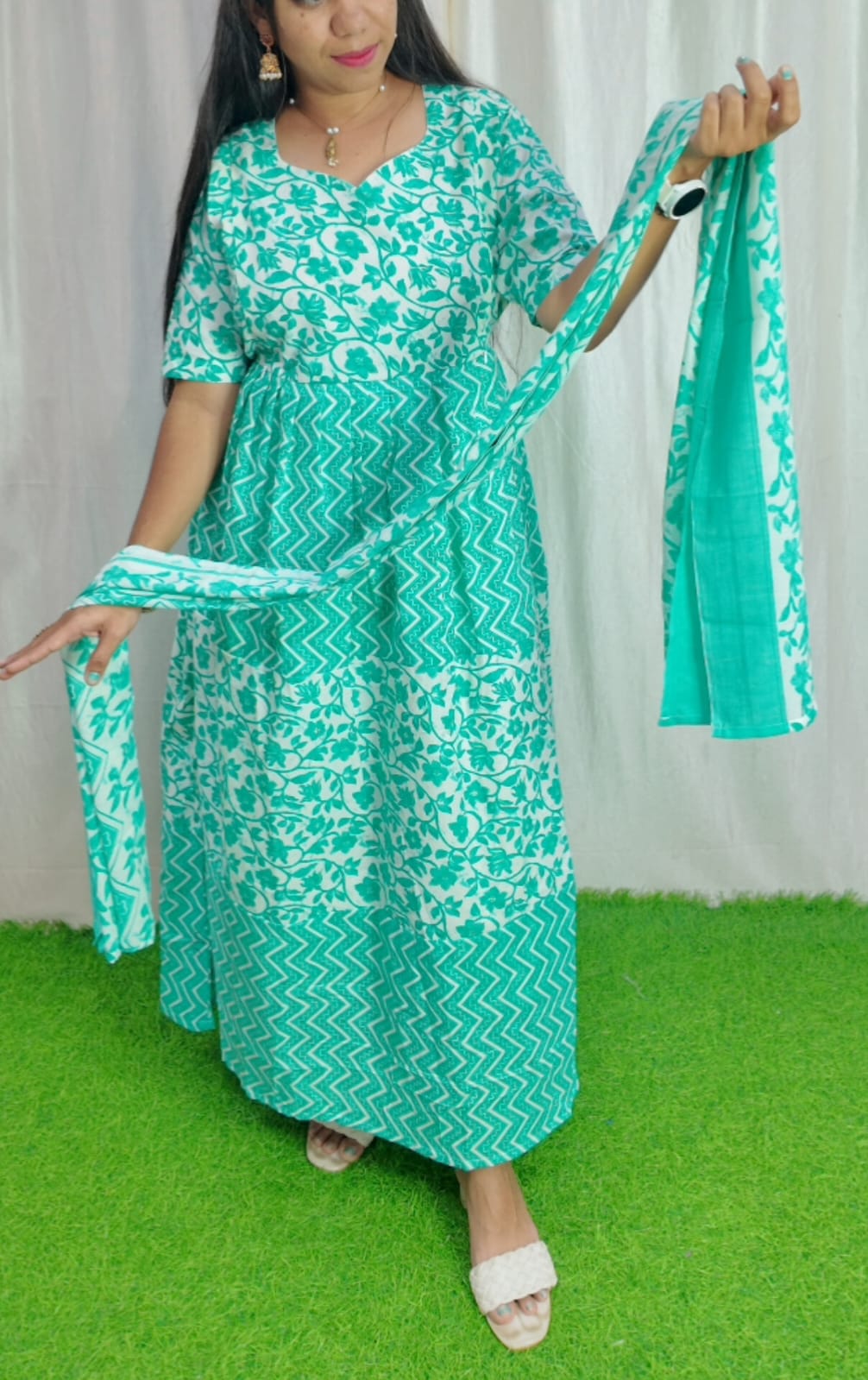 Premium Cotton Fabric Maxi and Duppata with Cotton lining FC0105