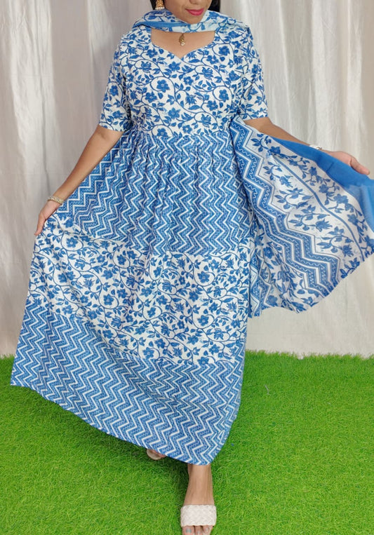 Premium Cotton Fabric Maxi and Duppata with Cotton lining FC0097