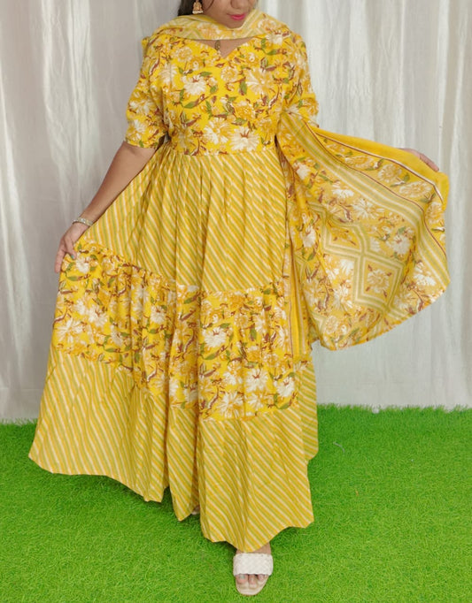 Premium Cotton Fabric Maxi and Duppata with Cotton lining FC0104