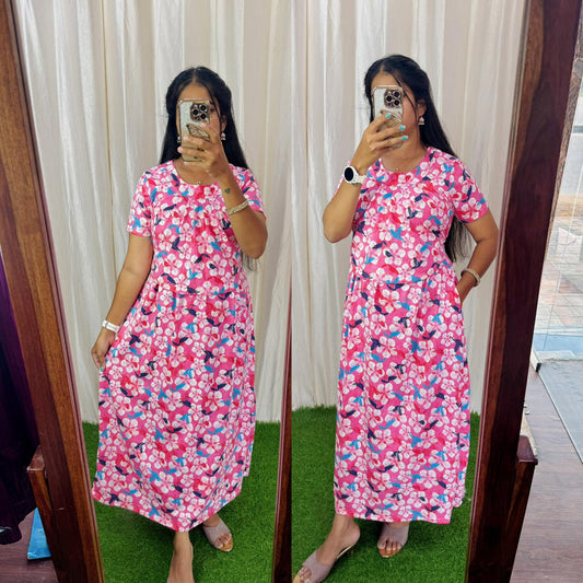 FLF036 Frill Zipless maternity/feeding Loungewear Maxi Pull up Model