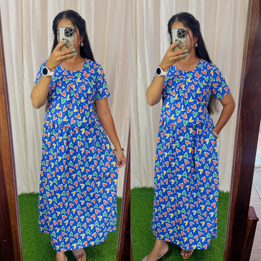 FLF037 Frill Zipless maternity/feeding Loungewear Maxi Pull up Model