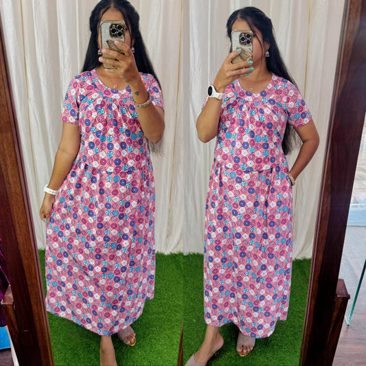 FLF031 Frill Zipless maternity/feeding Loungewear Maxi Pull up Model