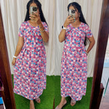 Buy 3 @1200/- FRN058 Frill Zipless maternity/feeding Loungewear Maxi Pull up Model