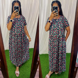 Buy 3 @1200/- FRN063 Frill Zipless maternity/feeding Loungewear Maxi Pull up Model