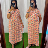 Buy 3 @1200/- FRN064 Frill Zipless maternity/feeding Loungewear Maxi Pull up Model