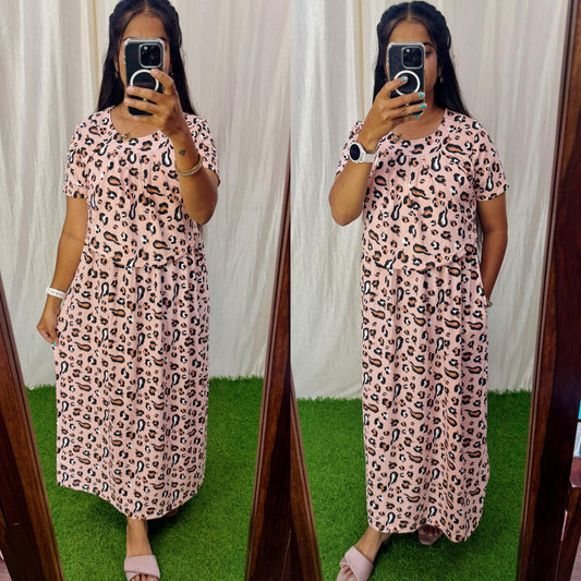 FLF023 Frill Zipless maternity/feeding Loungewear Maxi Pull up Model