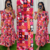 Premium Cotton Printed Aline Dress with Cotton lining (Back Elastic)