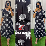 Premium Cotton Printed Aline Dress with Cotton lining (Back Elastic)