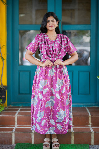 2 in 1 Cotton Maxi with Detachable Duppata ( Centre zip and Lining attached) FC0015