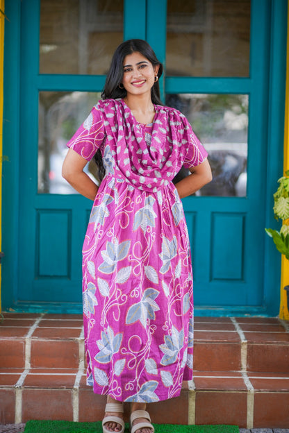 2 in 1 Cotton Maxi with Detachable Duppata ( Centre zip and Lining attached) FC0015