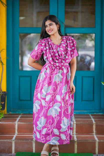 2 in 1 Cotton Maxi with Detachable Duppata ( Centre zip and Lining attached) FC0015