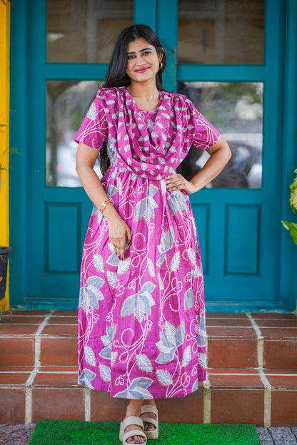2 in 1 Cotton Maxi with Detachable Duppata ( Centre zip and Lining attached) FC0015