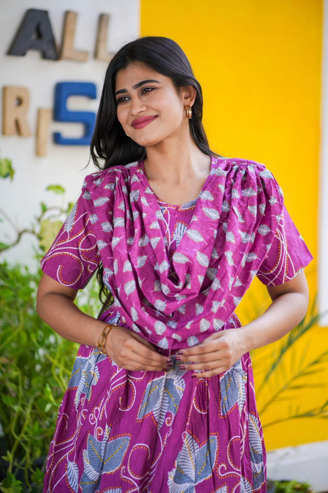 2 in 1 Cotton Maxi with Detachable Duppata ( Centre zip and Lining attached) FC0015