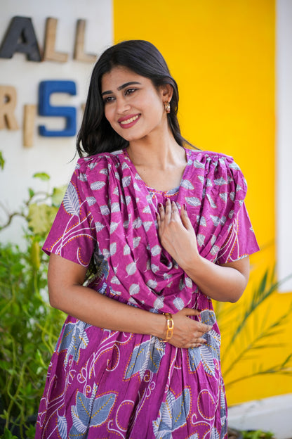 2 in 1 Cotton Maxi with Detachable Duppata ( Centre zip and Lining attached) FC0015