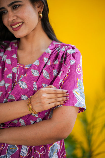 2 in 1 Cotton Maxi with Detachable Duppata ( Centre zip and Lining attached) FC0015