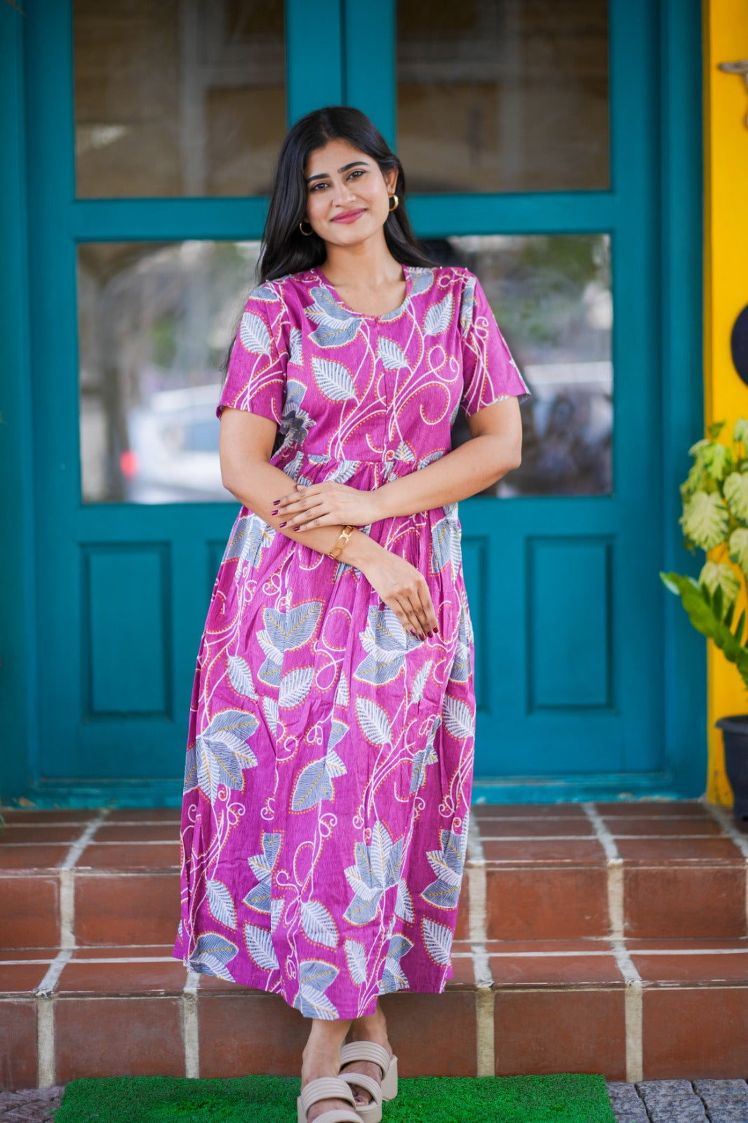 2 in 1 Cotton Maxi with Detachable Duppata ( Centre zip and Lining attached) FC0015