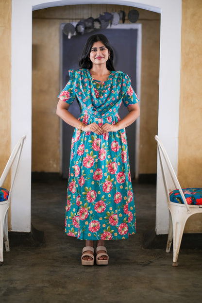 2 in 1 Cotton Maxi with Detachable Duppata ( Centre zip and Lining attached) FC0014