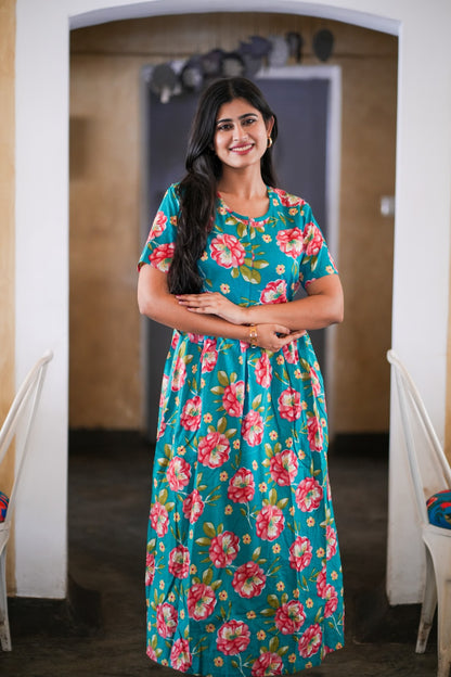 2 in 1 Cotton Maxi with Detachable Duppata ( Centre zip and Lining attached) FC0014
