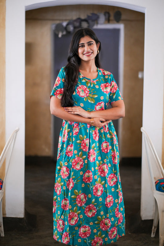 2 in 1 Cotton Maxi with Detachable Duppata ( Centre zip and Lining attached) FC0014