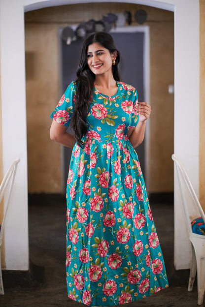 2 in 1 Cotton Maxi with Detachable Duppata ( Centre zip and Lining attached) FC0014