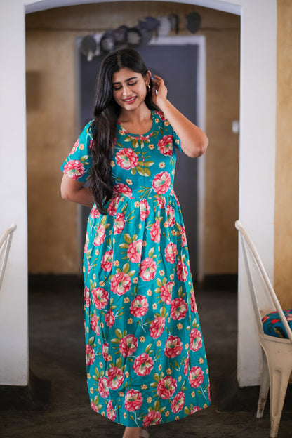 2 in 1 Cotton Maxi with Detachable Duppata ( Centre zip and Lining attached) FC0014