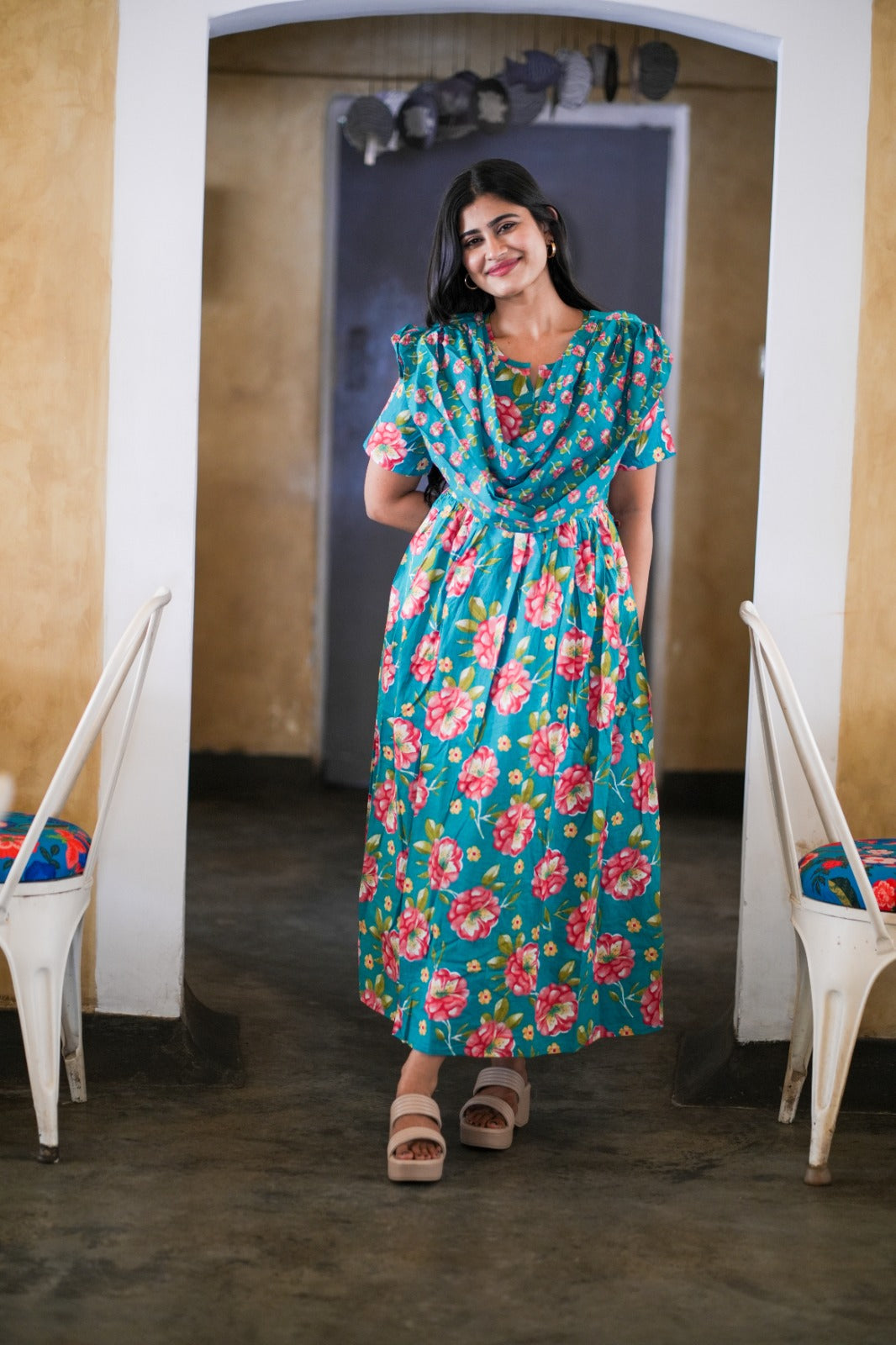 2 in 1 Cotton Maxi with Detachable Duppata ( Centre zip and Lining attached) FC0014