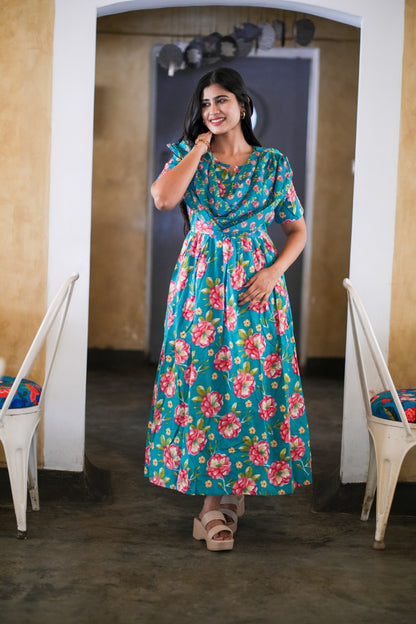 2 in 1 Cotton Maxi with Detachable Duppata ( Centre zip and Lining attached) FC0014