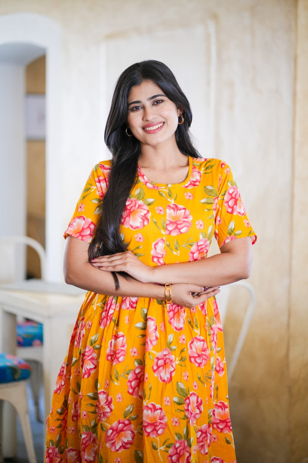 2 in 1 Cotton Maxi with Detachable Duppata ( Centre zip and Lining attached) FC0013