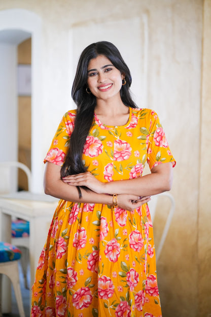 2 in 1 Cotton Maxi with Detachable Duppata ( Centre zip and Lining attached) FC0013