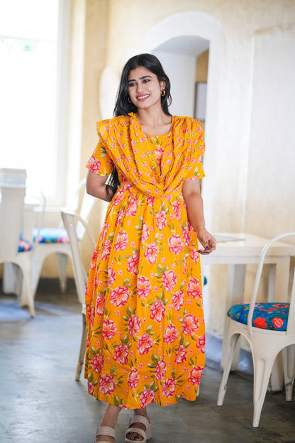 2 in 1 Cotton Maxi with Detachable Duppata ( Centre zip and Lining attached) FC0013
