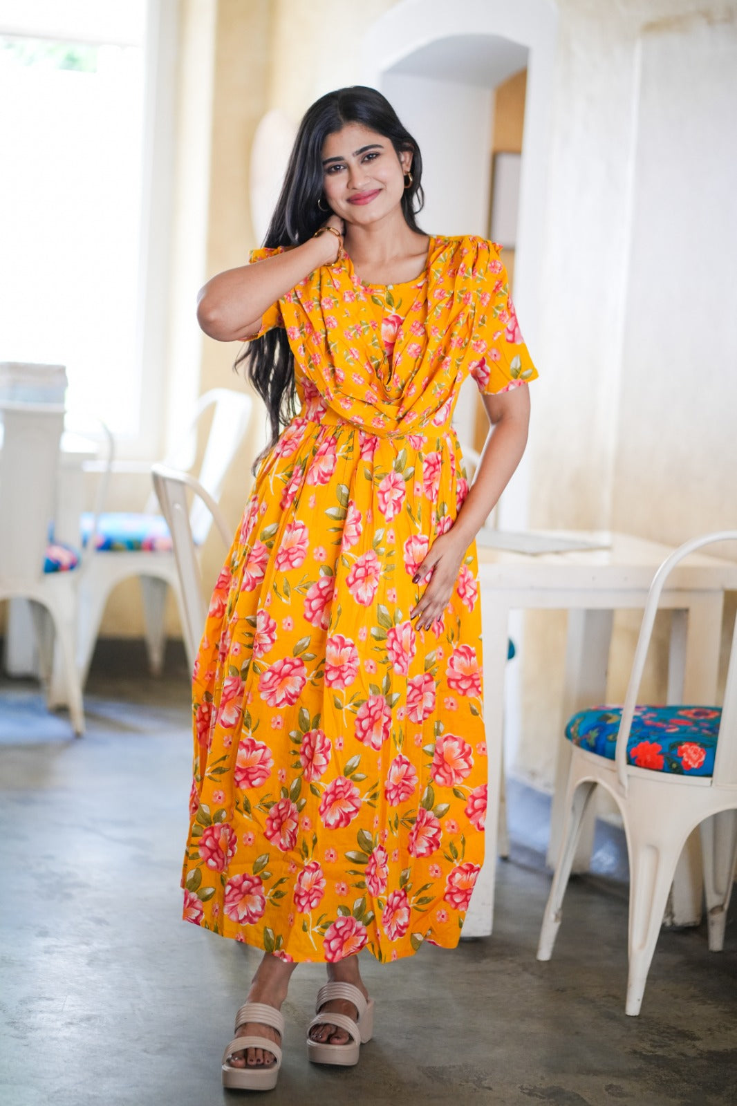 2 in 1 Cotton Maxi with Detachable Duppata ( Centre zip and Lining attached) FC0013