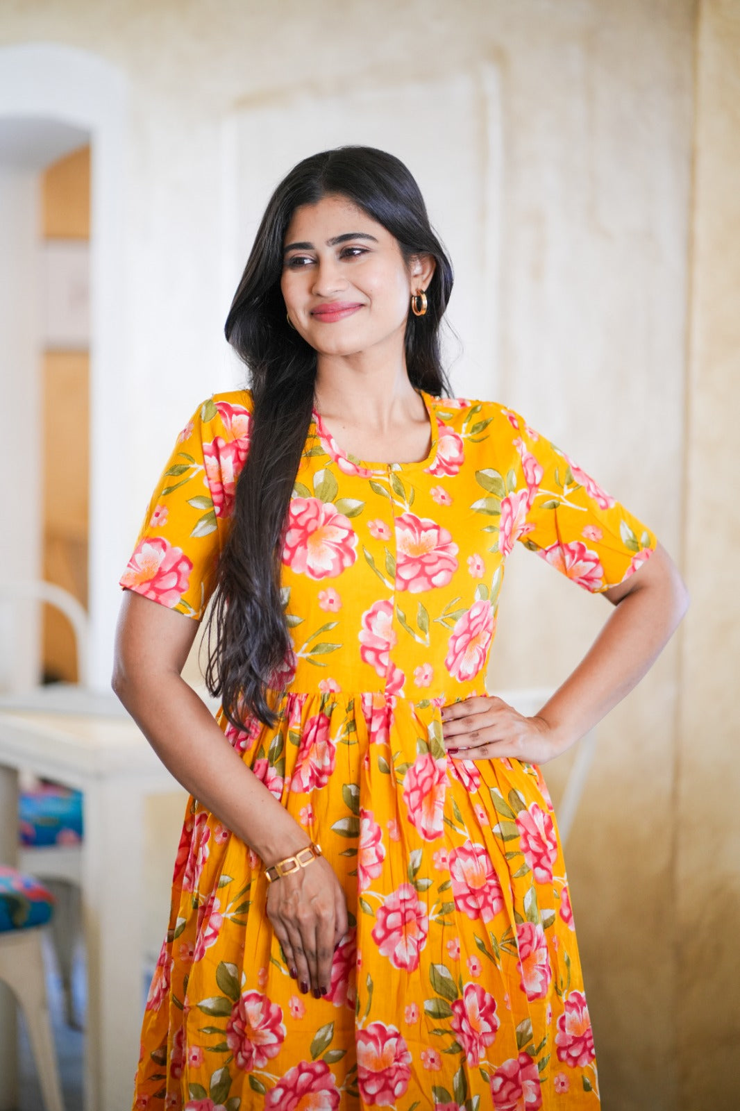 2 in 1 Cotton Maxi with Detachable Duppata ( Centre zip and Lining attached) FC0013