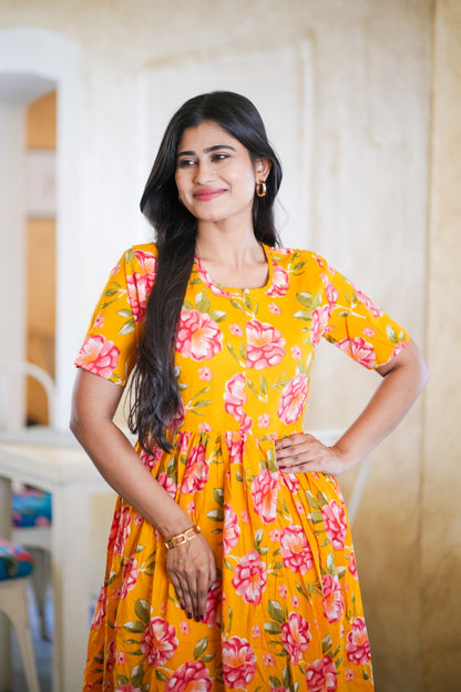 2 in 1 Cotton Maxi with Detachable Duppata ( Centre zip and Lining attached) FC0013