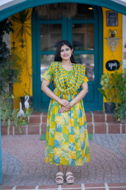 2 in 1 Cotton Maxi with Detachable Duppata ( Centre zip and Lining attached) FC0011