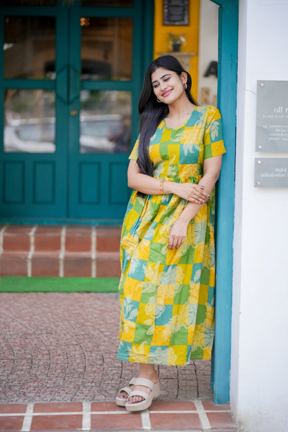 2 in 1 Cotton Maxi with Detachable Duppata ( Centre zip and Lining attached) FC0011