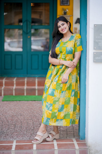 2 in 1 Cotton Maxi with Detachable Duppata ( Centre zip and Lining attached) FC0011