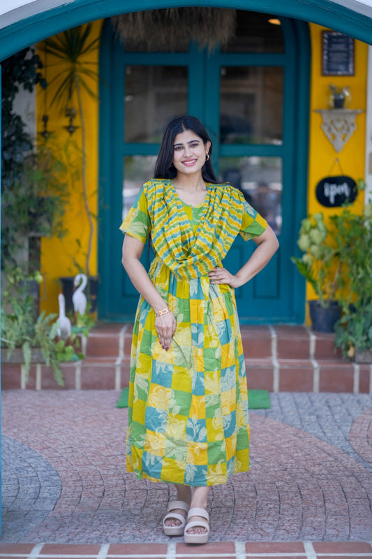 2 in 1 Cotton Maxi with Detachable Duppata ( Centre zip and Lining attached) FC0011