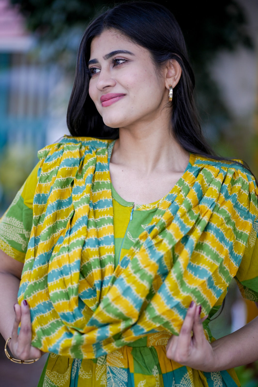 2 in 1 Cotton Maxi with Detachable Duppata ( Centre zip and Lining attached) FC0011