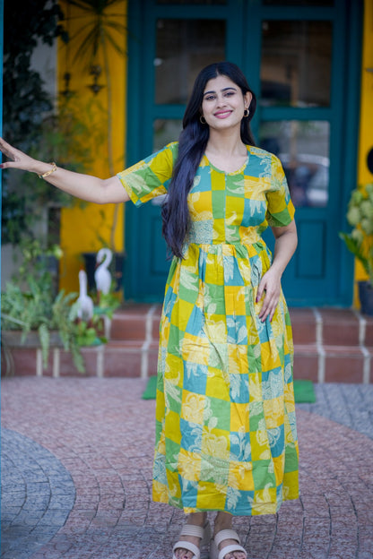 2 in 1 Cotton Maxi with Detachable Duppata ( Centre zip and Lining attached) FC0011