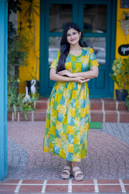 2 in 1 Cotton Maxi with Detachable Duppata ( Centre zip and Lining attached) FC0011