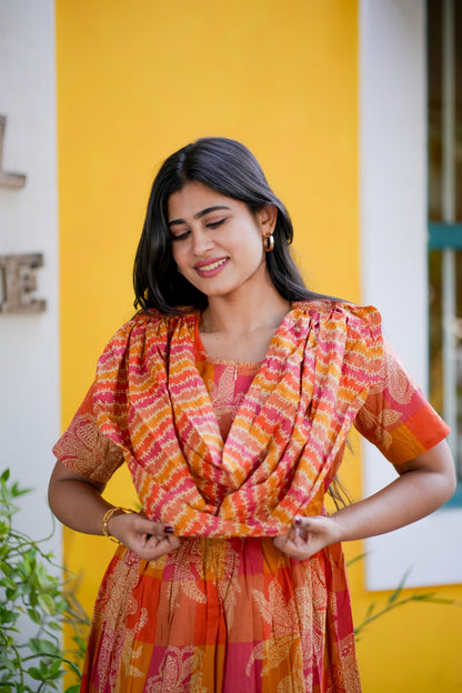 2 in 1 Cotton Maxi with Detachable Duppata ( Centre zip and Lining attached) FC0010