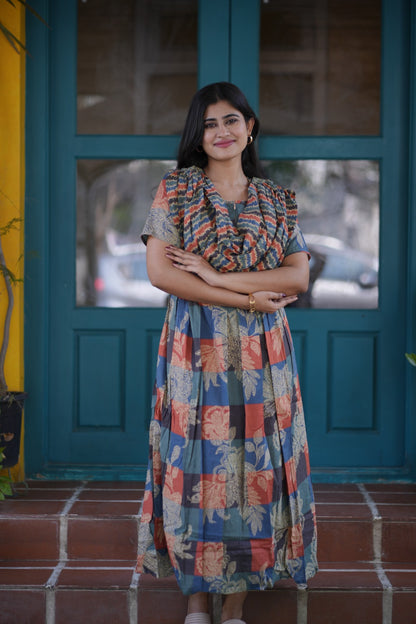 2 in 1 Cotton Maxi with Detachable Duppata ( Centre zip and Lining attached) FC009