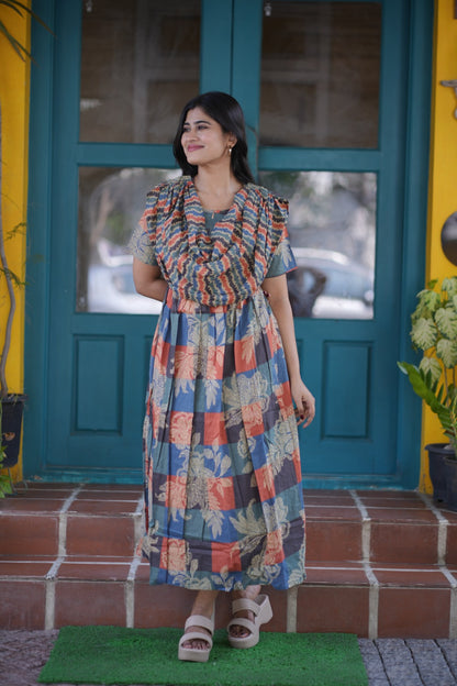 2 in 1 Cotton Maxi with Detachable Duppata ( Centre zip and Lining attached) FC009