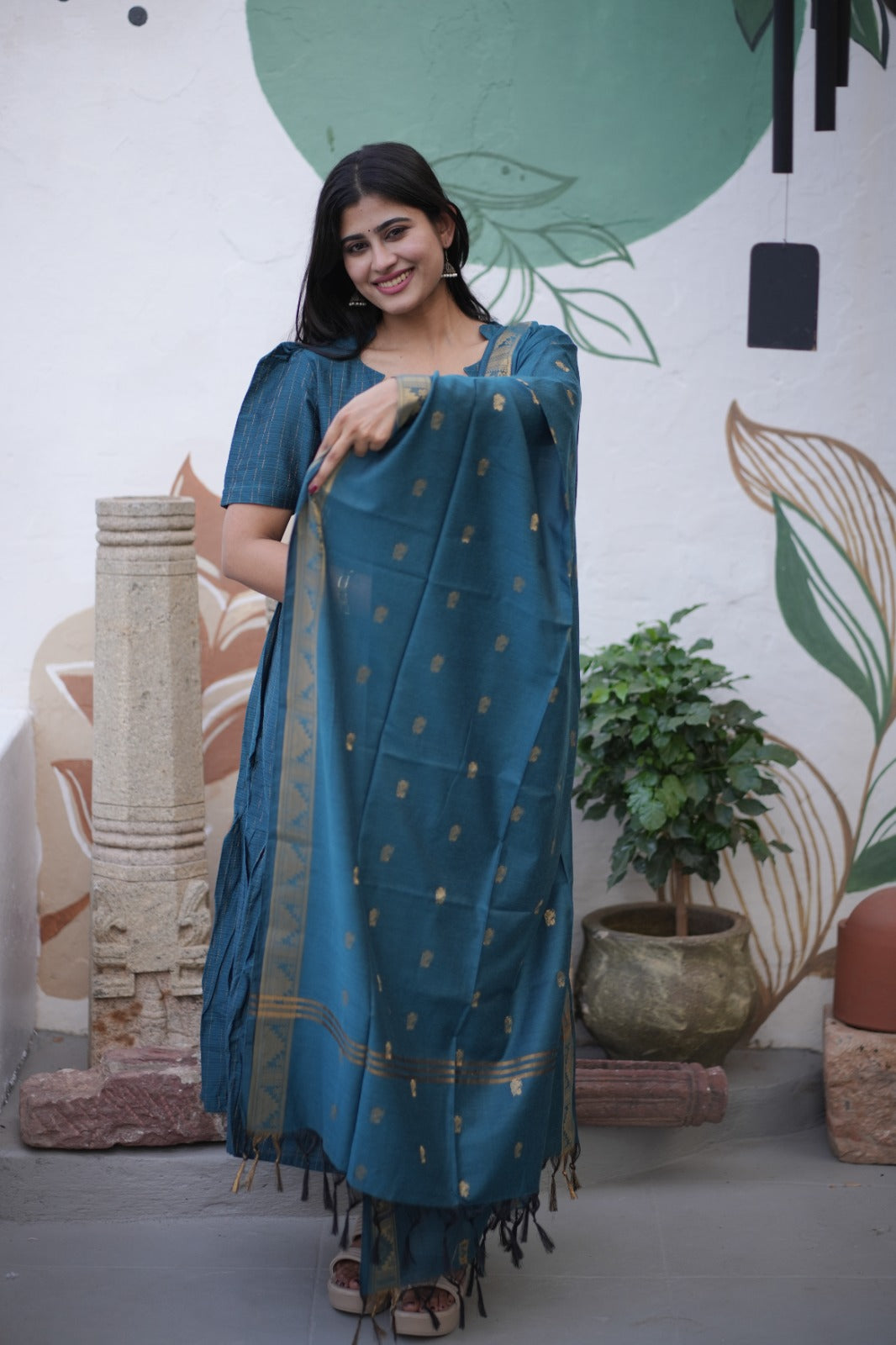 Premium Ethnic Raw Silk Maxi and Duppata-Feeding(With Lining)-FC001