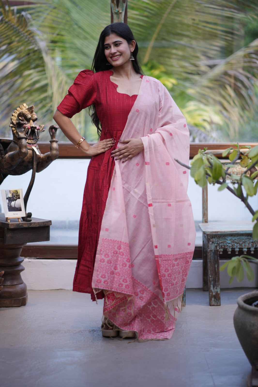 Premium Ethnic Raw Silk Maxi and Duppata-Feeding(With Lining)FC002