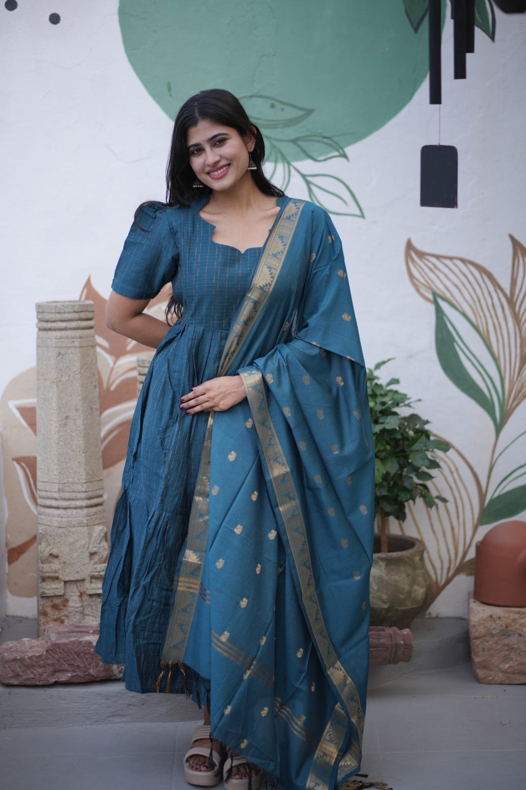 Premium Ethnic Raw Silk Maxi and Duppata-Feeding(With Lining)-FC001