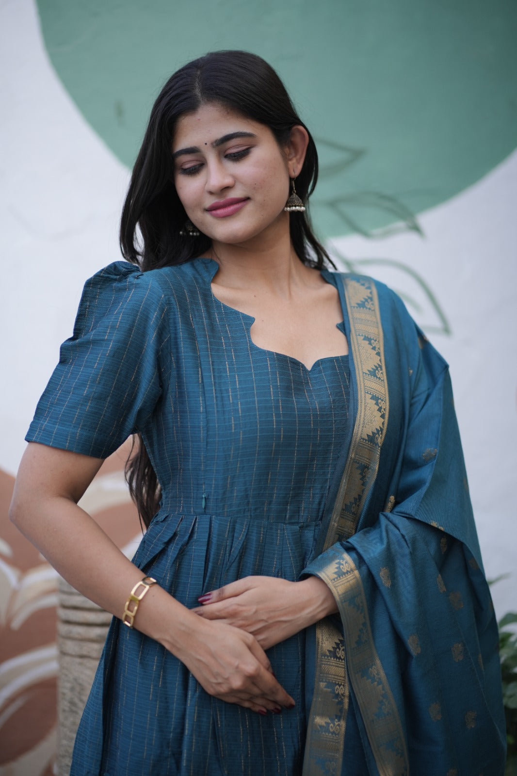 Premium Ethnic Raw Silk Maxi and Duppata-Feeding(With Lining)-FC001
