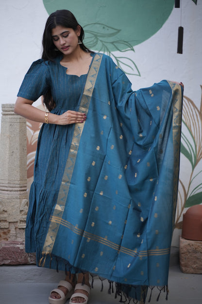 Premium Ethnic Raw Silk Maxi and Duppata-Feeding(With Lining)-FC001